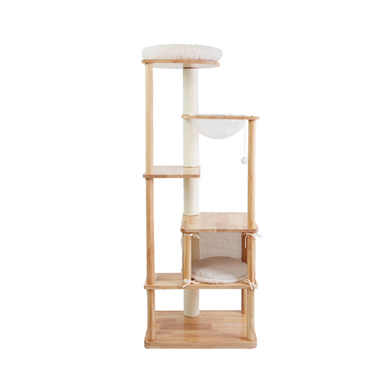 Multi-Functional And Practical Solid Wood Cat Tree