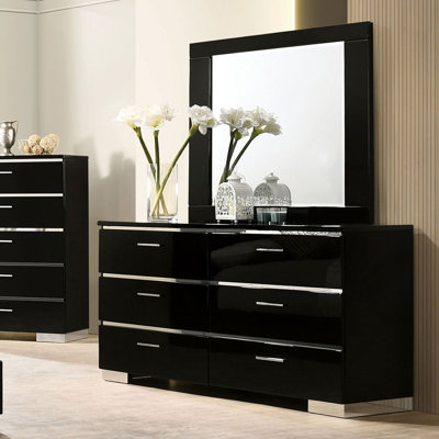 62.6" W Contemporary Dresser, Black