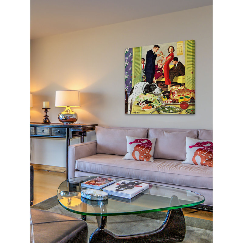 « doggy buffet » par richard sargent, reproduction d’art sur toile tendue, 40 po x 40 po