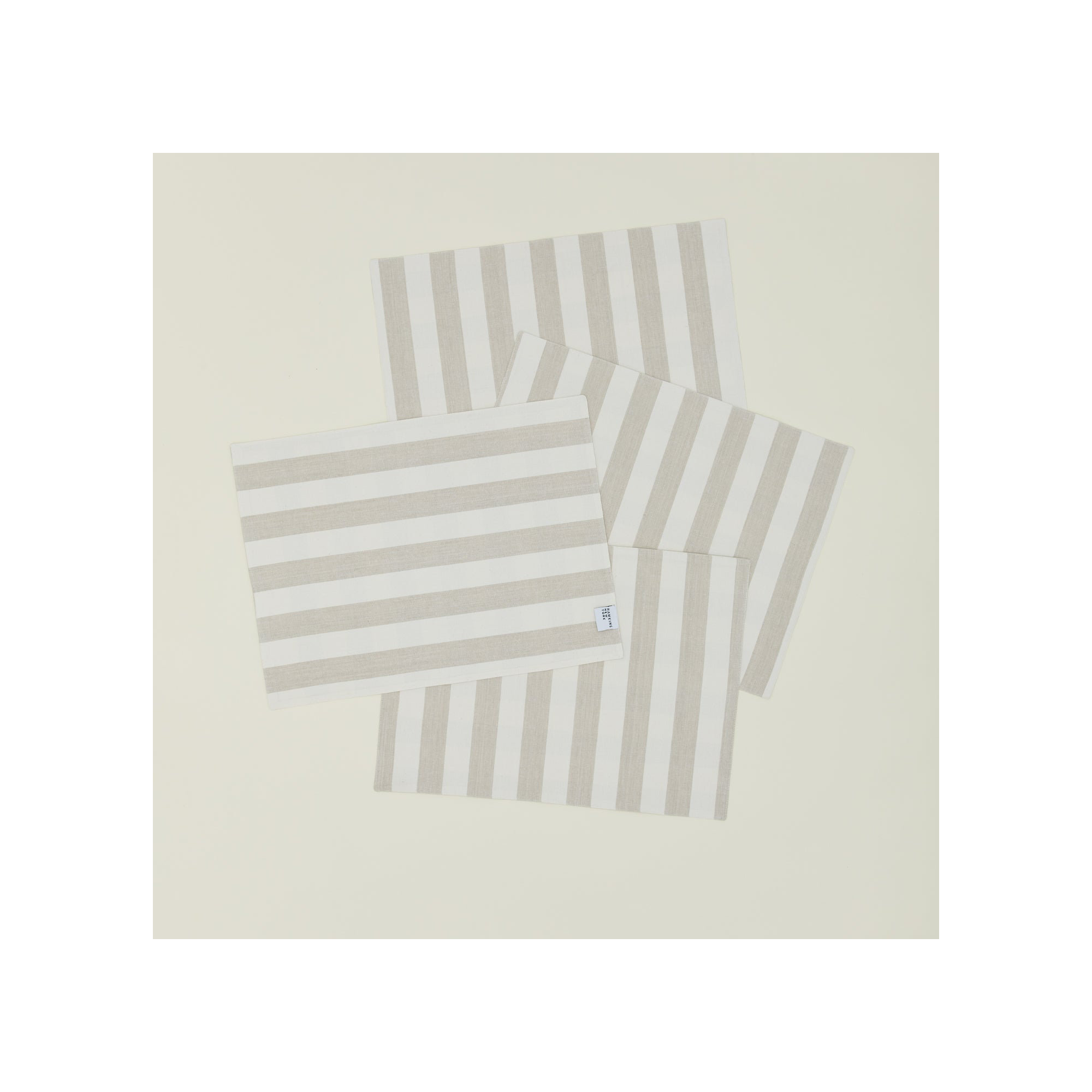 Essential Striped Placemat - Set Of 4, Ivory/Flax