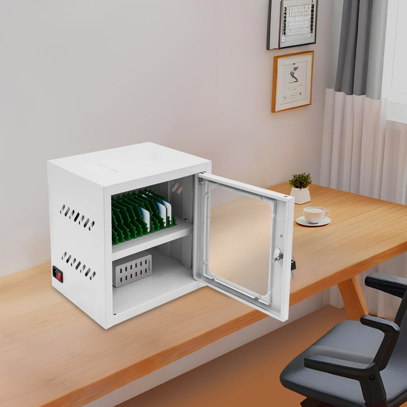 Boîte de rangement pour téléphone verrouillable et rechargeable 12 unités, Blanc