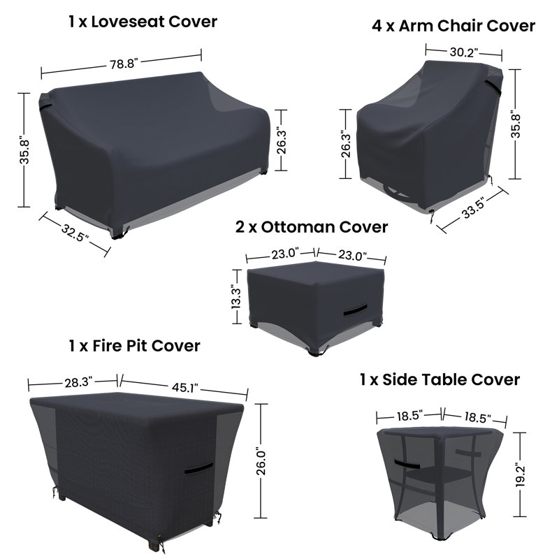 Layinsun Rattan Outdoor Conversation Set Cover For Patio Furniture With Fire Pit Table And Cushion