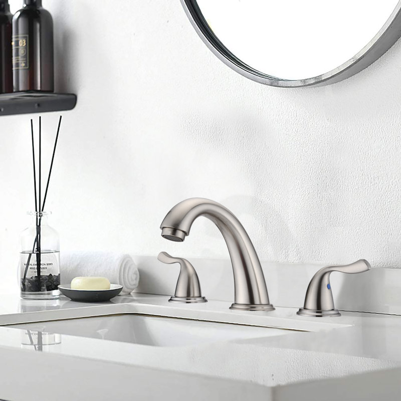 Widespread 2-handle Bathroom Faucet with Drain Assembly, Brushed Nickel