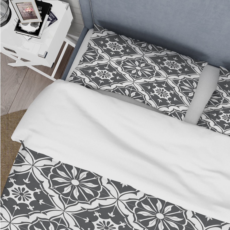 Carreaux de mosaïque gris IV - ensemble de housse de couette traditionnel, Housse de couette très grand et 2 très grandes t
