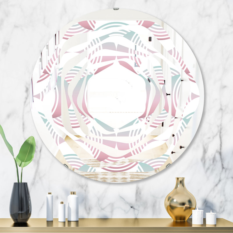 Miroir mural Whirl Coastal, 31,5 po x 31,5 po, Motif géométrique abstrait I