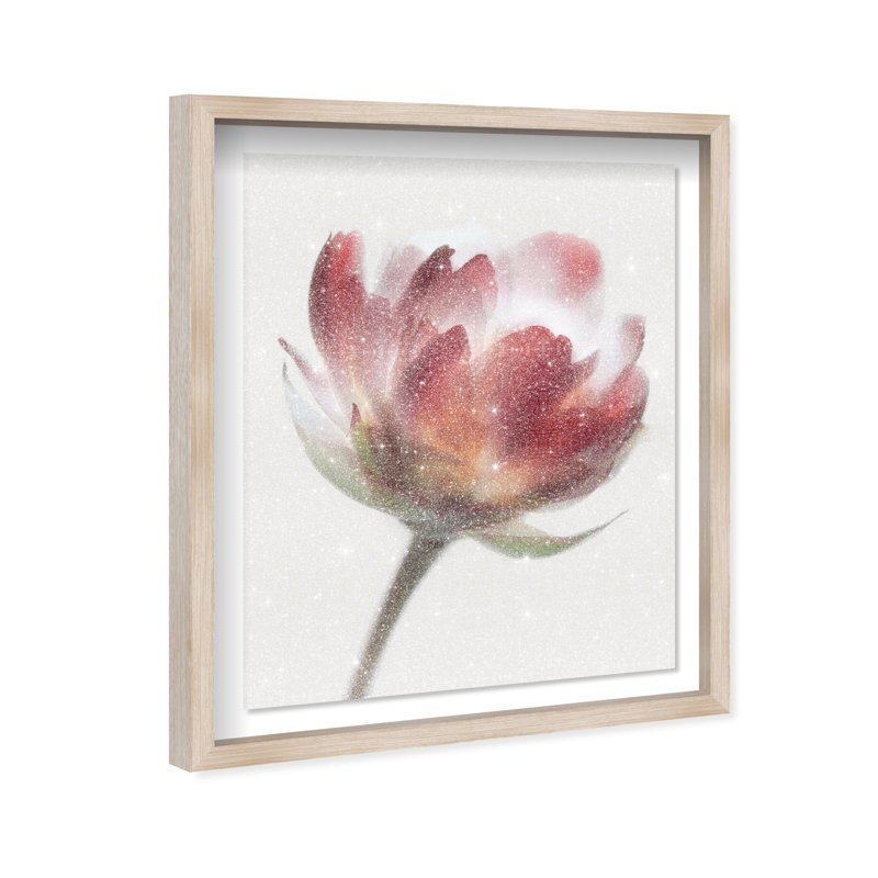 Crimson Core II Shadowbox Abstract Print by Oliver Gal, Black Frame, 16 x 20, 31.5"H x 37.5"W, Natural Oak Shadowbox