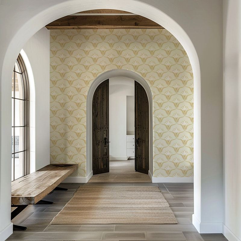 Shanghai Wallflower 10' L x 24" W Wallpaper Roll, Harvest Yellow, Premium Paper