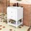 Meuble-lavabo compact avec lavabo en céramique, tablette inférieure, tiroirs basculants et en forme de U-1887452338