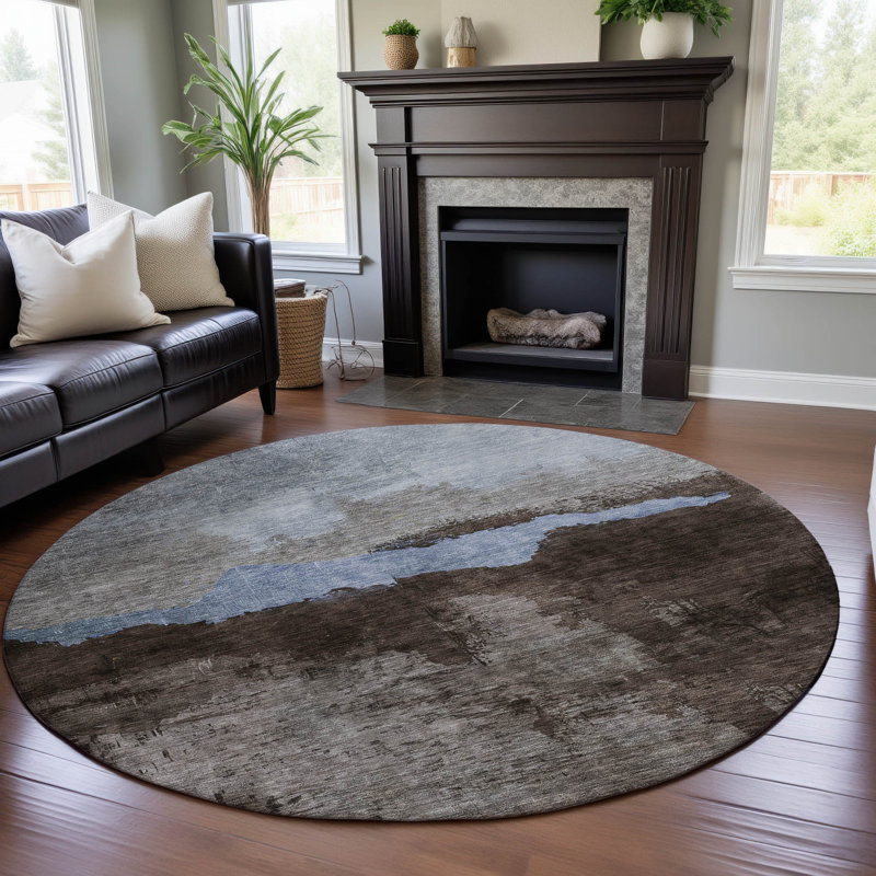 Premium Machine Washable Natoma AMF1069 Modern Rug, Round 8'