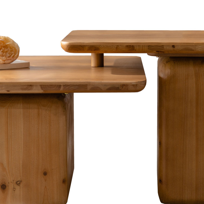 Ensemble de tables basses style rétro, Naturel