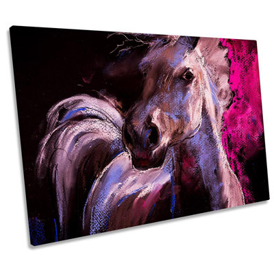 White Horse Pink Paint Repro - Wrapped Canvas Print