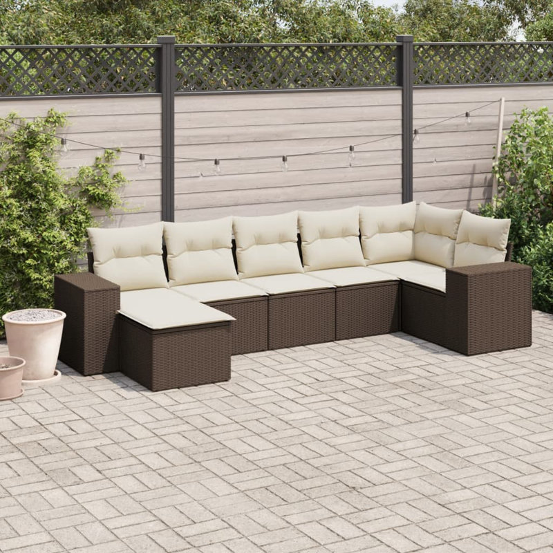 Vidaxl Garden Sofa Set Brown, Cream White