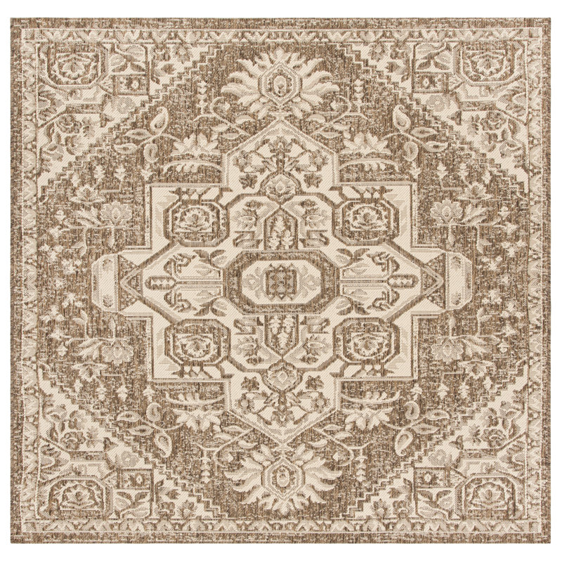 Danya Oriental Cream/Beige Indoor/Outdoor Area Rug, Square 8'