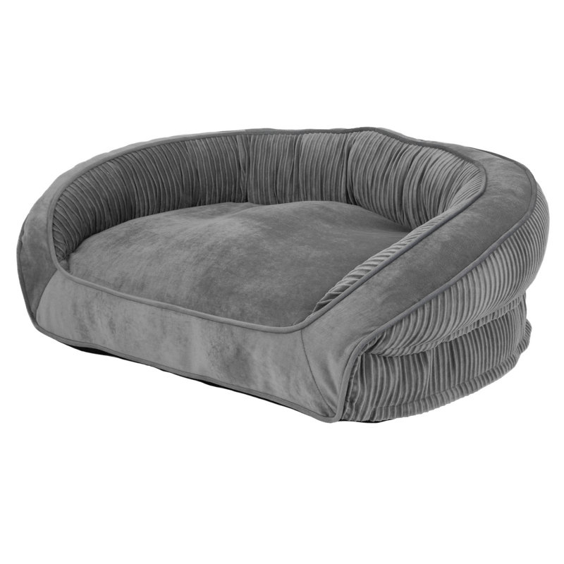 Lit pour chien en velours recyclé Luna, H 11 po x l 33 po x P 30 po, Gris