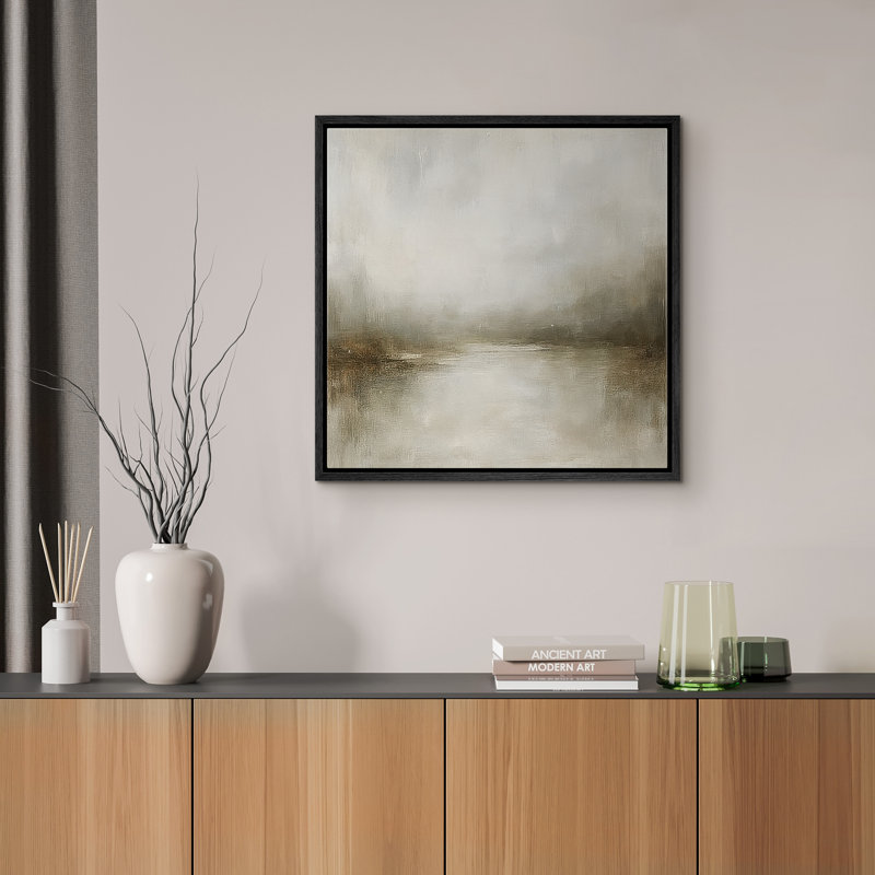 Reproduction de paysage abstrait encadrée d'art mural sur toile pour un décor rétro, Noir, H 16 po x l 16 po