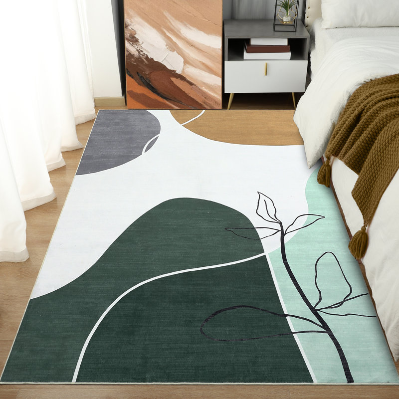 Rectangle Abstract Area Rug, Green, Rectangle 200 x 290 cm