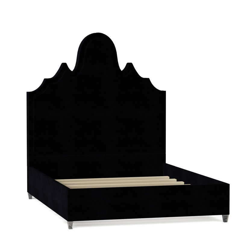Amalie Upholstered Bed, Queen, Bella Black Performance Velvet, Brown Mahogany