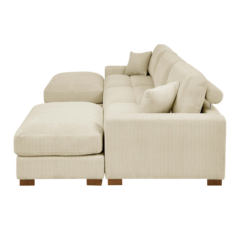 Canapé-lit modulaire 6 pièces, Crème, crème, H 34 po x l 122 po x P 67,5 po