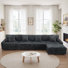 5 Seater Faux Fur and Flannel Modular Corner Sofa