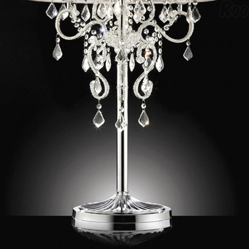 Lampe de table - 35 po de hauteur Evangelia, finition argentée, accent de cristal