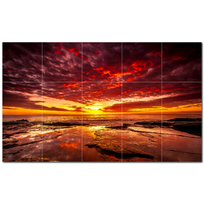 Sunset Photo 6'' x 6'' Satin Ceramic Decorative Mural