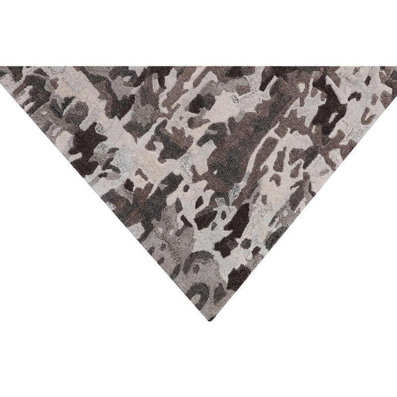 Hand Woven Wool Abstract Area Rug, Rectangle 3' x 5'