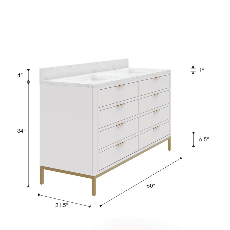Gervais Double Bathroom Vanity Set, Pure White, 60"