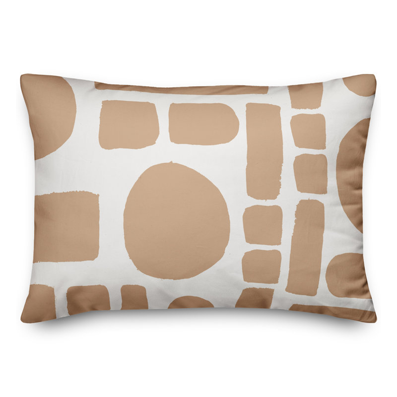  Coussin intérieur / extérieur géométrique, Blanc/Brun clair