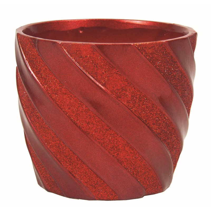 Ceramic Pot Planter, Red, 5.5" H x 6.69" W x 6.69" D