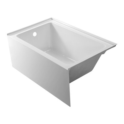 Alcove Bathtub, 48" x 30" Contemporary Alcove Acrylic Bathtub, Soaking Bath Tub with Left Hand Drain and Overflow Hole, Large Rectangular Deep Soak Tub for Bathroom with Integral Flange, White