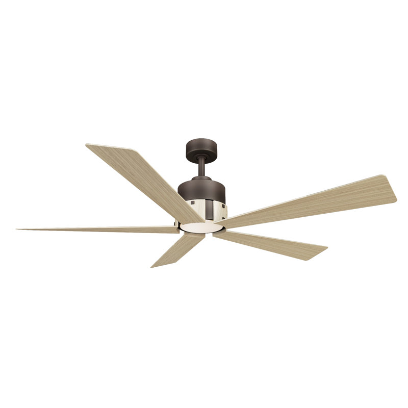 Ventilateur de plafond intelligent 54 "5CCT Oovin, Chêne blanc, Bronze