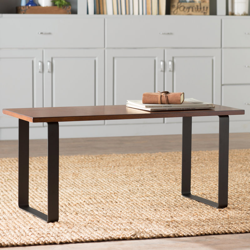 Modern Brown 40" Bench with Sturdy Metal Frame