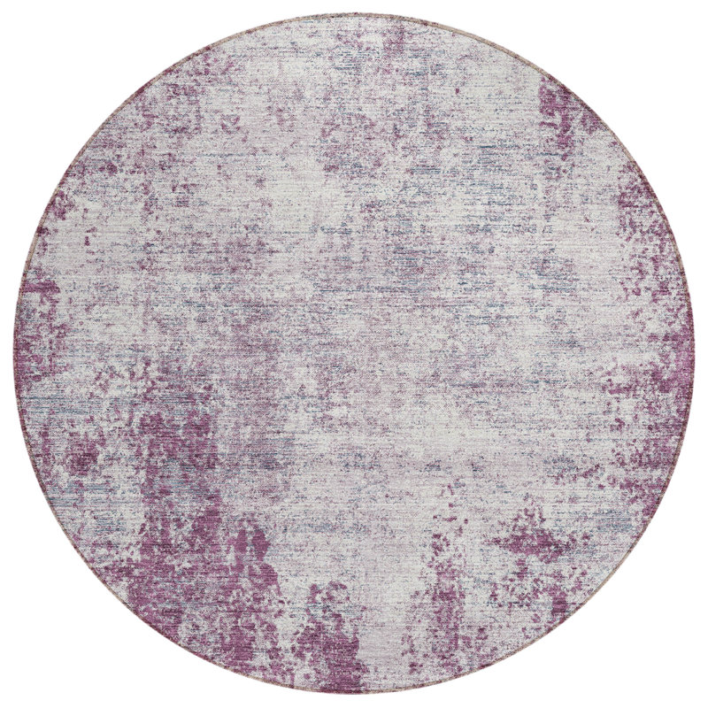 Aleighna Area Rug with Non-Slip Backing, Round 8'