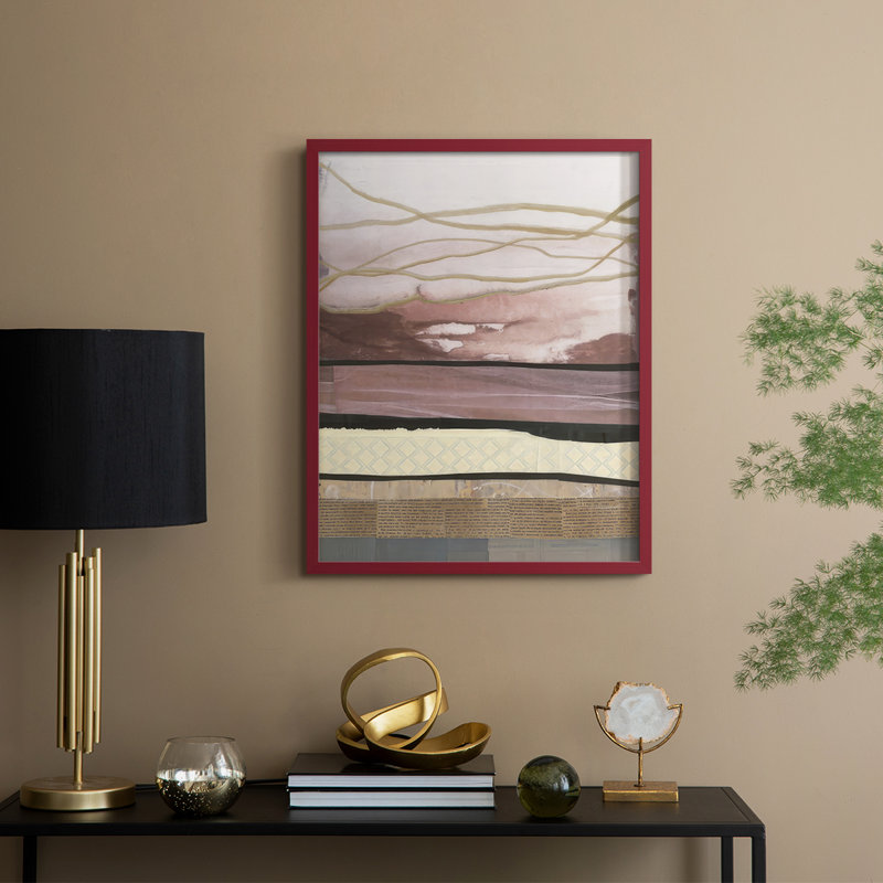 Waves of Collage II, reproduction encadrée - bois massif, H 15 po x l 12 po, Cadre rouge