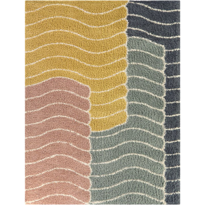 Tapis à poil long abstrait multicolore Susanna