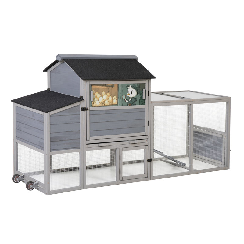 Poulailler portatif mobile avec boîte de nidification, Gris
