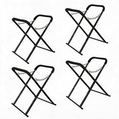4-Pack Folding Auto Body Work Stands, 500 Lbs Capacity Adjustable Height Support for Car Panels & Hoods, Red, 36in