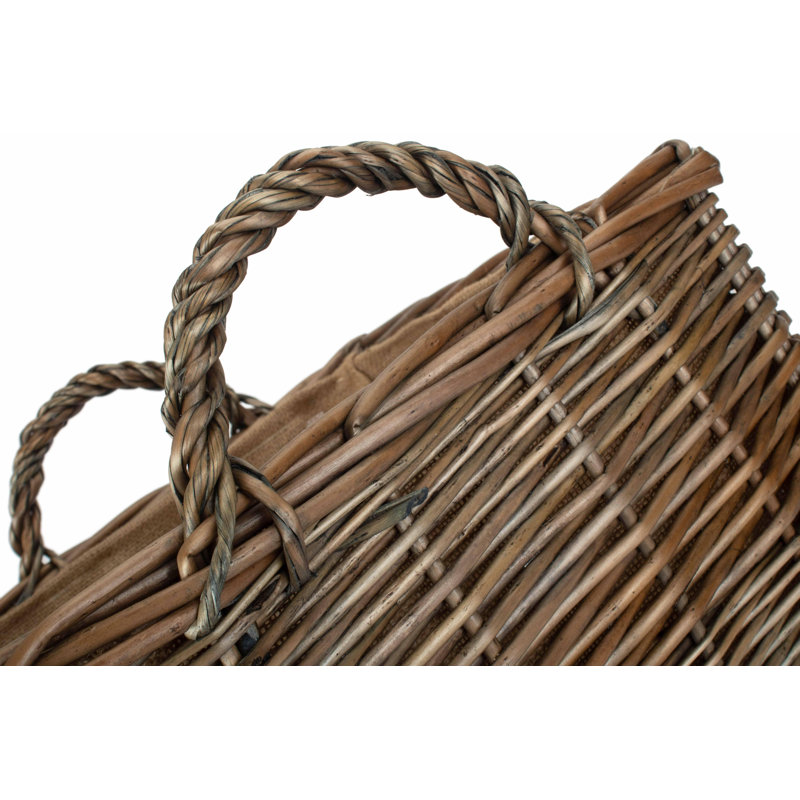 Wicker Log Basket with Lining, 88, 55cm H x 40cm W x 40cm D