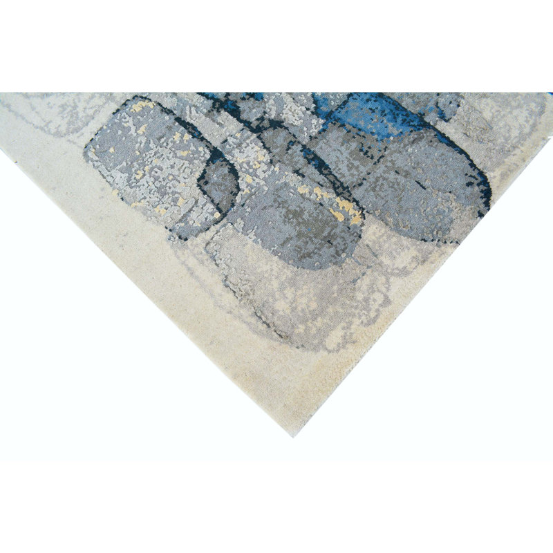 Abstract Area Rug in Silver/Blue/Black, null, Rectangle 8' x 10'