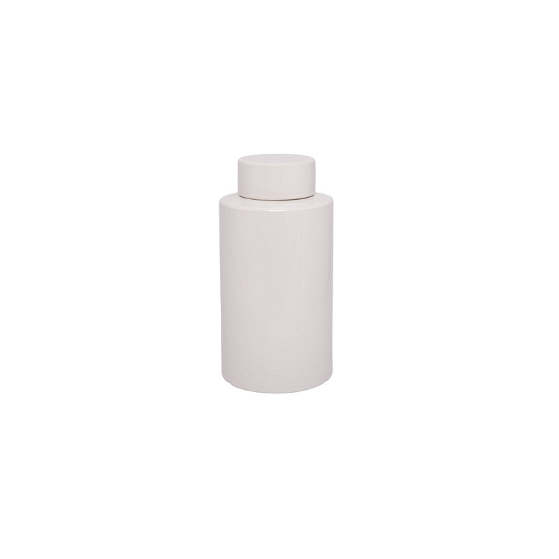 Ceramic Ginger/temple Jar Gloss White, 14" H x 7" W x 7" D