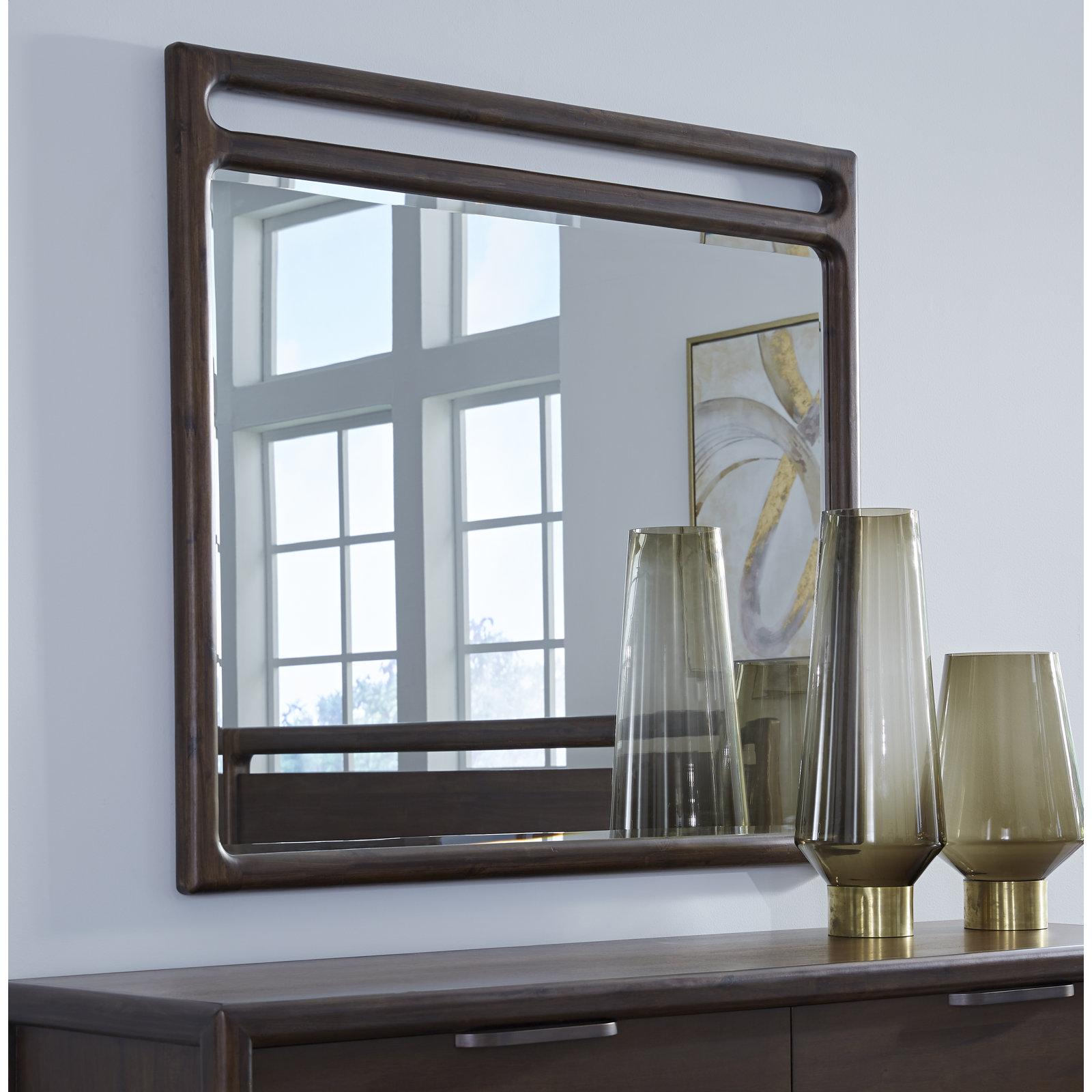 Rosy Solid Wood Rectangle Mirror