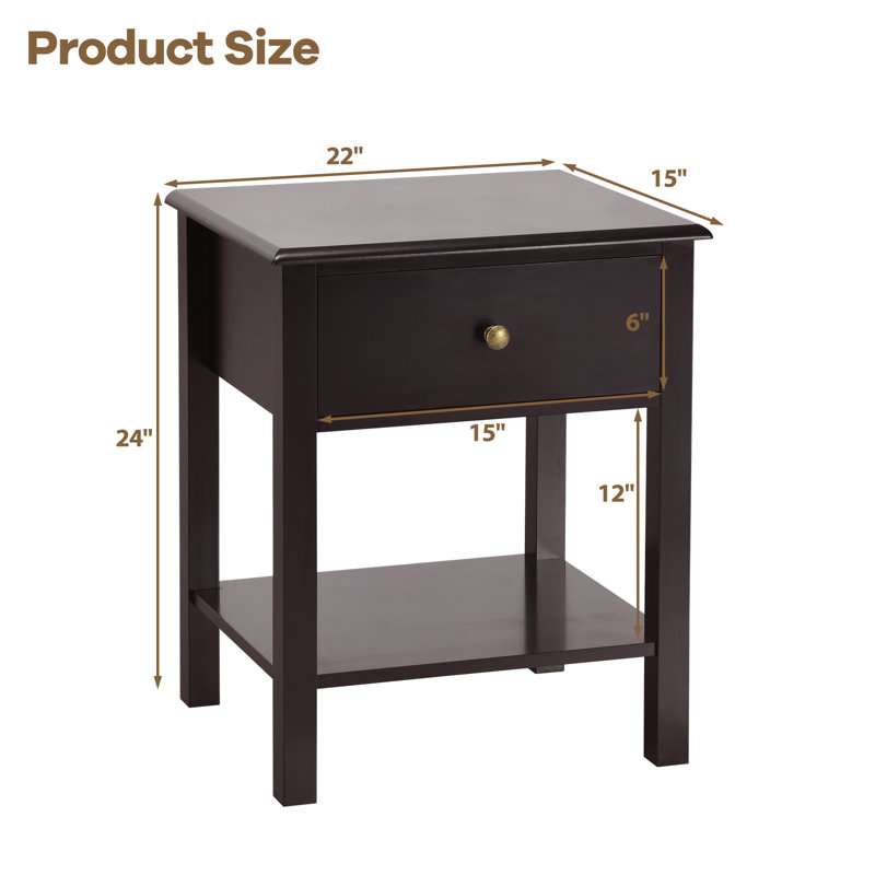 Ankeny Nightstand, Brown, 1