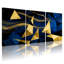 Abstrait géométrique bleu doré, ensemble de 3 reproductions d'art sur toile-1464412652