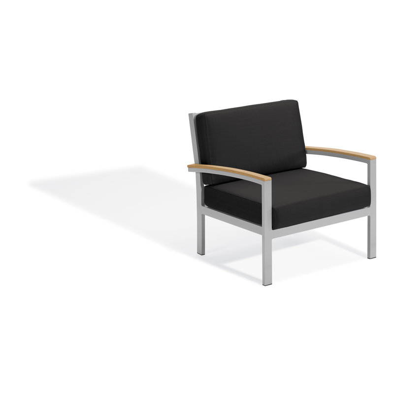 Travira Cushion Lounge Chair, Jet Black, Tekwood Natural