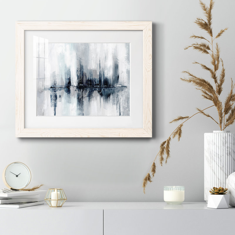 Indigo Harbor Lights - peinture encadrée, H 20 po x l 17 po x P 1,5 po, Cadre blanc