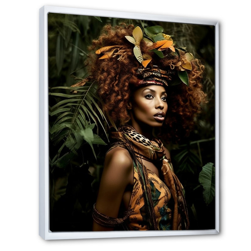 Impression sur toile Afropunk Haute Couture Jungle, H 20 po x l 12 po x P 1 po, Cadre flottant blanc