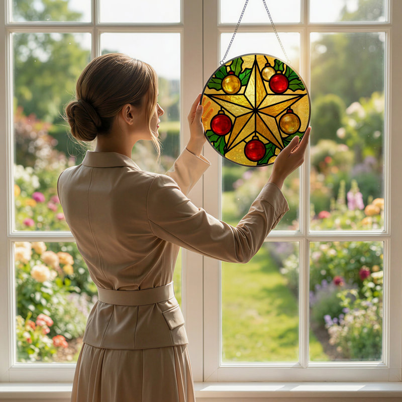 Panneau de vitrail en verre coloré H 7,8 po, H 7,8 po x l 7,8 po