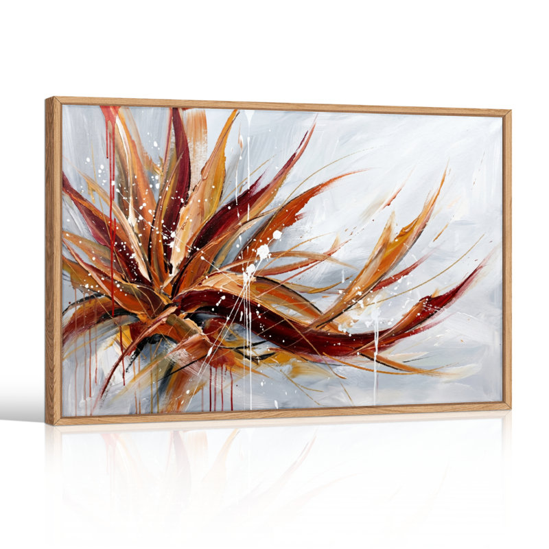 Abstrait floral sur toile, ensemble de 1 reproduction d'art sur toile, Naturel, 24"H x36"W