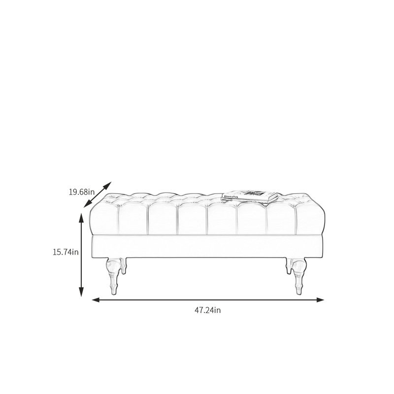 Leather Match Upholstered Bench, 15.74" H x 47.24" W x 19.68" D