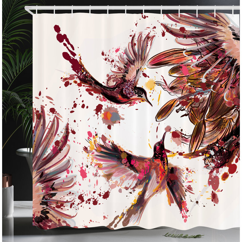Ensemble de rideau de douche et crochets Hummingbird, 69" H x 70" W, Argent foncé